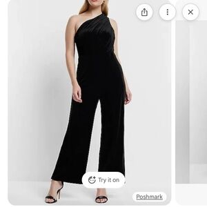 Express Black Velvet Wide Leg Jumpsuit